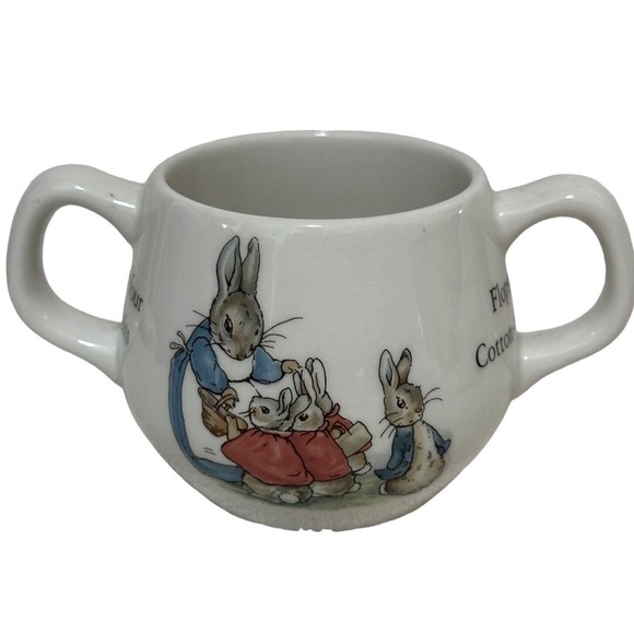 Vtg Wedgwood England Beatrix Potter Baby Cup Peter Rabbit Double-Handled Ceramic - Picture 4 of 9